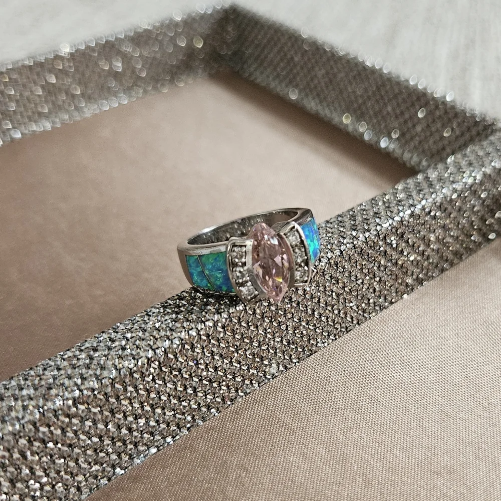 Sterling Silver Opal Topaz Ring
